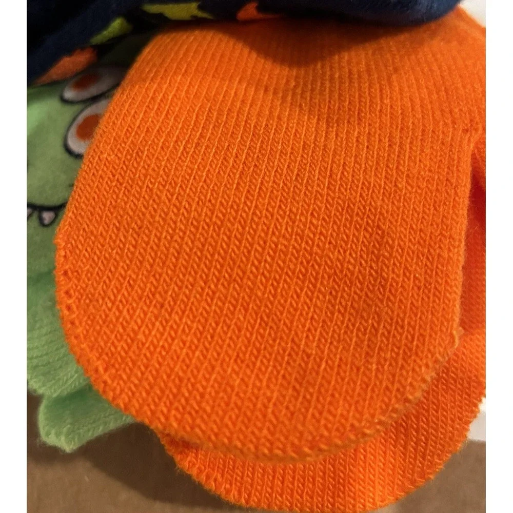 Dinosaur Mittens 3‎ Pair Super Cute Orange Lime Green Black Toddler New! BxMM